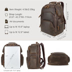 Men's Full Grain Leather 16" Laptop Backpack for Business Travel