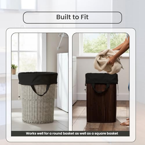 LFH Home Large Premium Cotton Rich Canvas Laundry Bag with Drawstring and Handles Heavy Duty (24”x36” (Pack of 4) / Black)