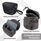 Canvas Crossbody Camera Bag with Rain Cover for Women Men (03-Gray)