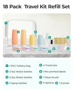 18 Pack TSA Approved Travel Bottles for Toiletries (03-Rose Pink)