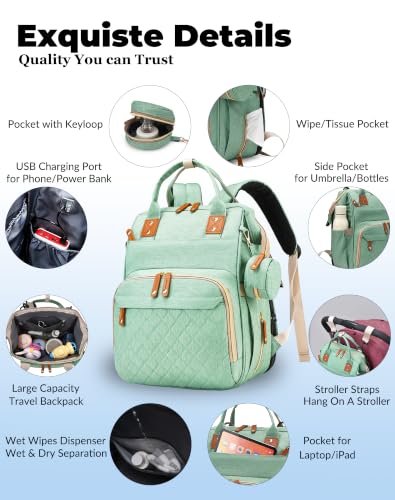 Diaper Bag with Changing Station (Palegreen)