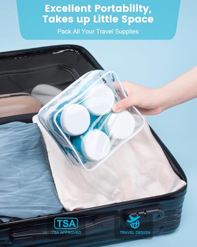 Travel Size Toiletries 8 Pack (3oz bottle 3oz jar / Blue)
