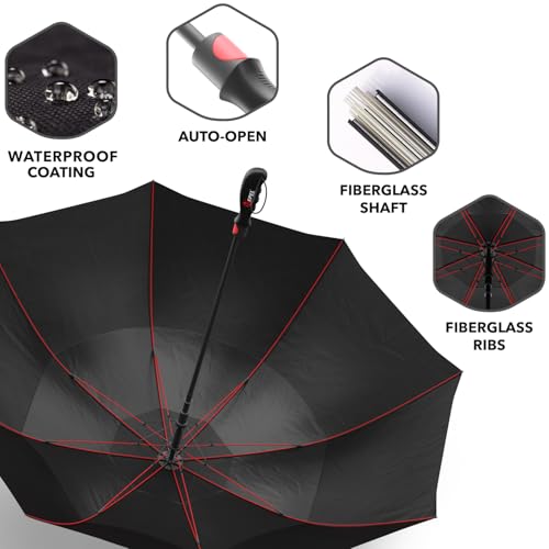 Windproof Travel Umbrellas for Rain (Black)