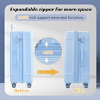 24" Expandable Checked Luggage Hardshell Suitcase with TSA Lock (Sky Blue Single / 24 Inch)