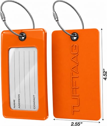 TUFFTAAG Luggage Tags (Orange 6pk / 6 Pack)