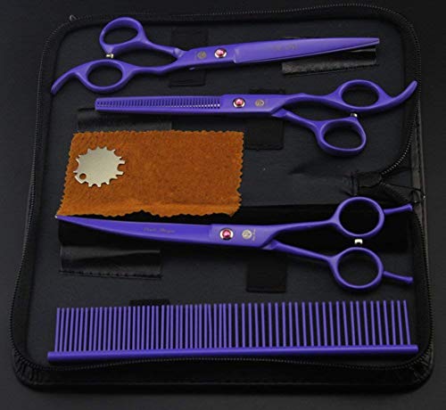7" Dog Grooming Scissors Set with Rhinestone Accent (Violet)
