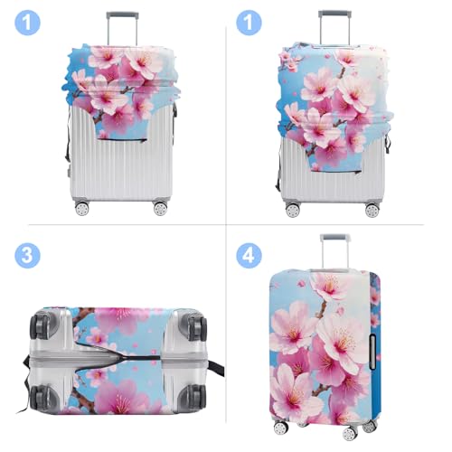 Peach Blossom Luggage Cover Washable Suitcase Protector Anti (Peach blossom / M(fits 24-26Inch suitcase))