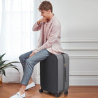 26 Inch Large Checked Luggage PC Hardshell Suitcases with Wheels for Travel Woman Men (Rock Gray TSA2 / 26-inch)