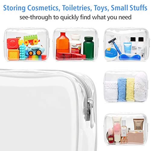 Clear Makeup Bag for Travel (Elegant White / Large Set)
