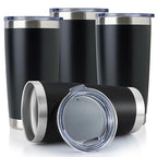 20oz Stainless Steel Tumbler Bulk with Lid (4 Count (Pack of 1) / Powder Black)
