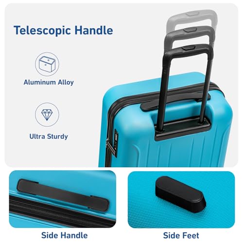 24 Inch Medium Luggage Checked TSA Approved Suitcase (Ocean Blue / 24" Checked)