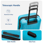 24 Inch Medium Luggage Checked TSA Approved Suitcase (Ocean Blue / 24" Checked)
