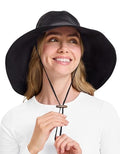 Women's Ultra Wide Cotton Linen Hat UPF 50+ (Small-Medium / Black)