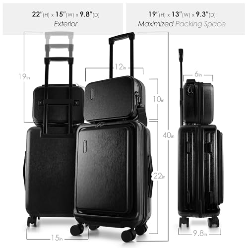 20 Inch Carry On Luggage 22x14x9 Airline Approved Suitcase (Carry-on 20 Inch / Black)