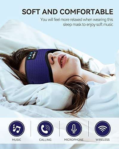 Sleep Headphones Bluetooth 5.4 Sleep Mask with HD Sound (Blue)