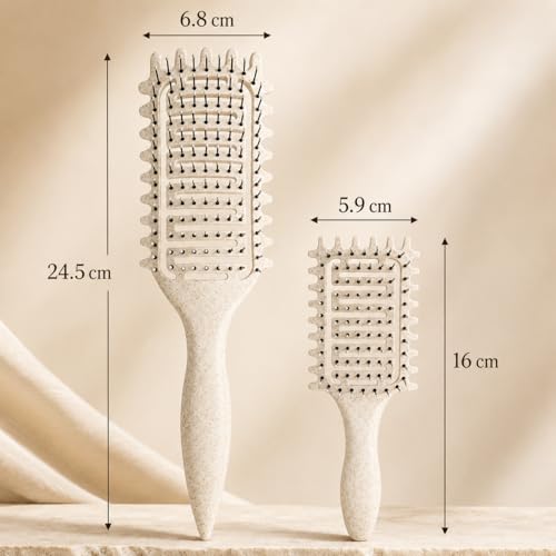 Curl Defining Brush for Curly Hair (2Pcs Beige)