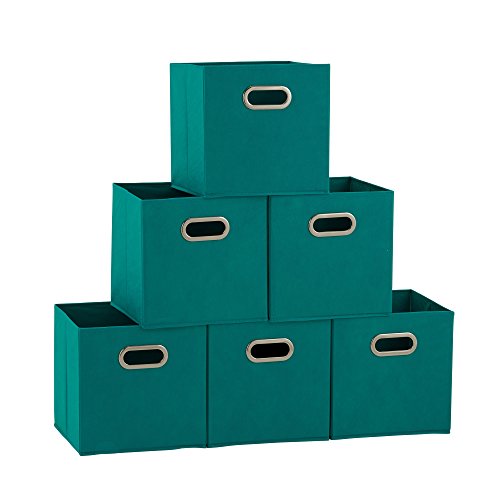 Fabric Storage Bins in Strong Poly‑Woven Fabric (Teal / 11” L x 11” W x 11” H)