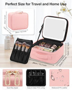 Travel Makeup Bag with LED Mirror (A-Small / 01-Pink)