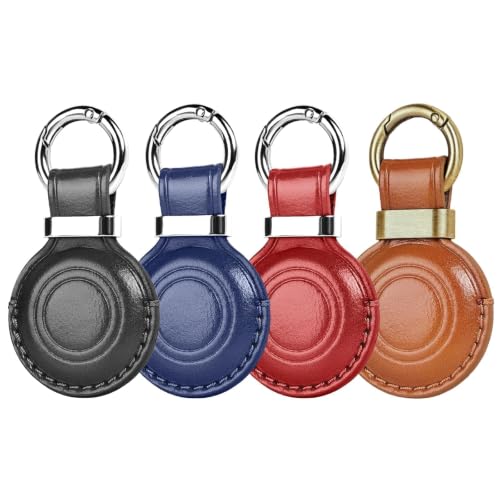 Leather Holder Keychain for AirTag 2nd Gen (A9-Black/Dark Blue/Red/Vintage)