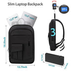 Backpack for Men Slim Business Laptop Commute Backpack (15.6" / With Pocket / Black)