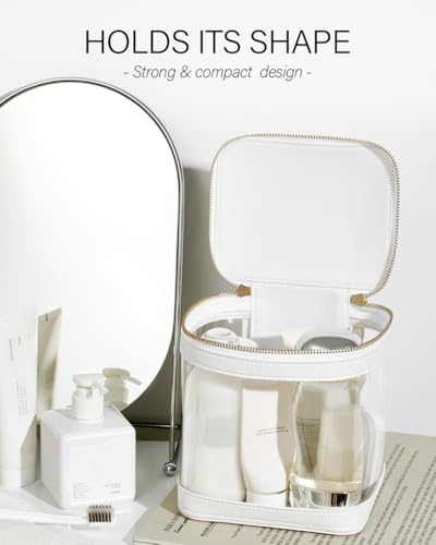ROWNYEON Clear Makeup Bag (White with Handle)