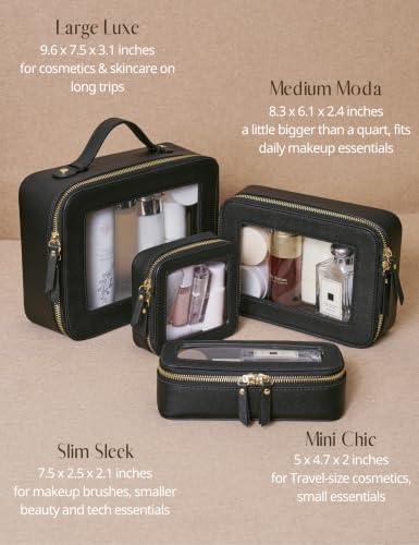 Clear Makeup Bag with Zipper (Black / Mini & Medium)