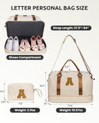 Personalized Initial Duffle Travel Bag (Beige / W)