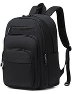 Basic Multi Pocket Multipurpose Backpack Classical Water Resistant Student Bookbag For School Business Travel or Casual Daypack Backpacks for Men or Women (Black)