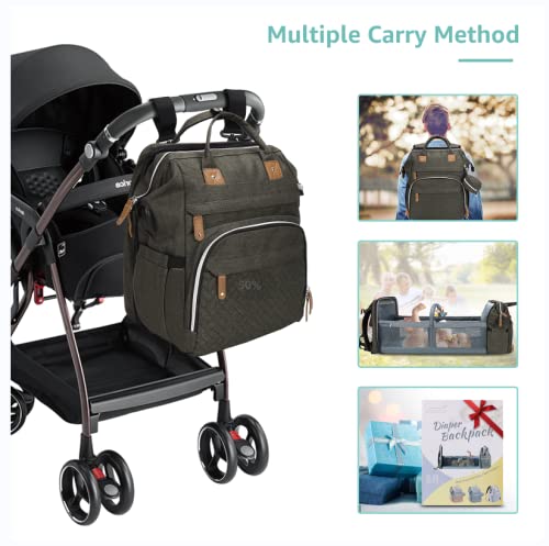Baby Diaper Bag Backpack with Changing Station Large Capacity Baby Bag for Boys & Girls (Forest)