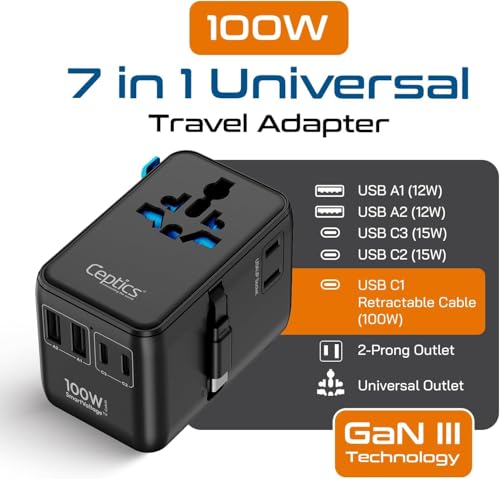 Universal Travel Adapter (Black/Blue)