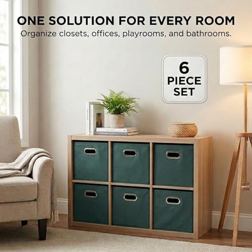 Foldable Fabric Storage Cubes 6 (Dark Green / 11” L x 11” W x 11” H)
