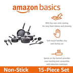 Non Stick Kitchen Cookware 15 (15-Piece Set, Non-Induction)