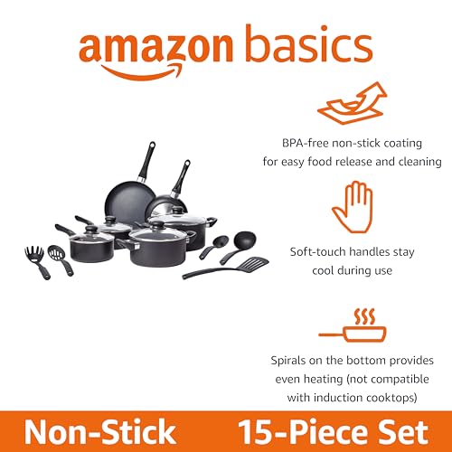 Nonstick Pots & Pans Set (15 Piece Set, Pots, Pans & Utensils)