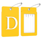 2 Pack Initial Luggage Tags for Suitcases Airplane Travel Essentials (Large D / Yellow)