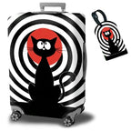Luggage Cover Suitcase Protector Plus 1 Luggage Tag (Pop Art Black Cat / XL)