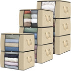 8 Pack Storage Bags for Clothes Blanket Storage Bins with Lids (8 Pack-60l / Beige)