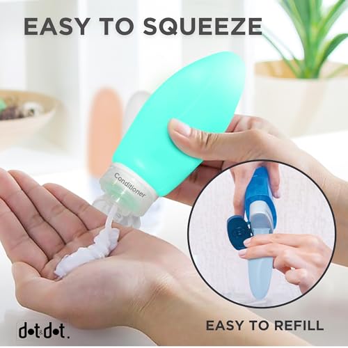 Leak Proof Travel Bottles (4pc 3 oz - Gray/White/Blue/Black)