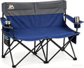 Double Camping Chair Compact Folding Loveseat with Cup Holders (Blue Loveseat / 1pc)