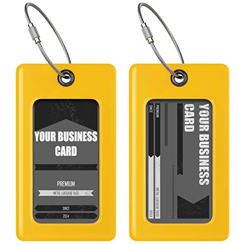 Luggage Tags Business Card Holder by TUFFTAAG (Yellow 2pk / 2 Pack)