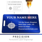 Personalized Metal Luggage Tags (Vertical Blue)