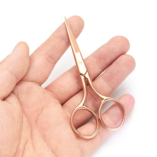 Multicolor Professional Grooming Scissors for Facial Hair Removal (Rose Gold)