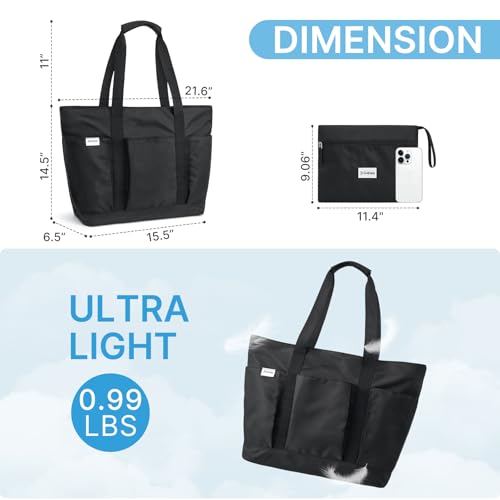 Beach Bag Waterproof Beach Tote Pool Bags for Women (Black / 35L)