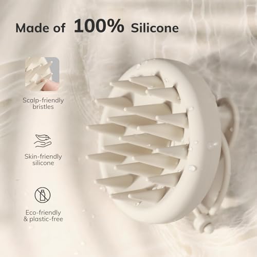 Silicone Scalp Massager Shampoo Brush (Oatmeal)
