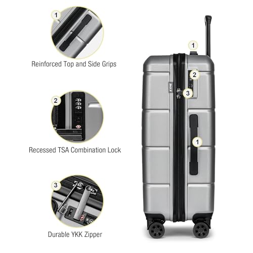 24 Inch Luggage (Silver / Checked-Medium 24-Inch)