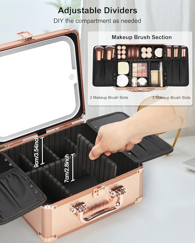 Makeup Bag with LED Mirror (C-Rose Gold / Small)