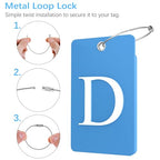 2 Pack Initial Luggage Tags for Suitcases Airplane Travel Essentials (Large D / Blue)