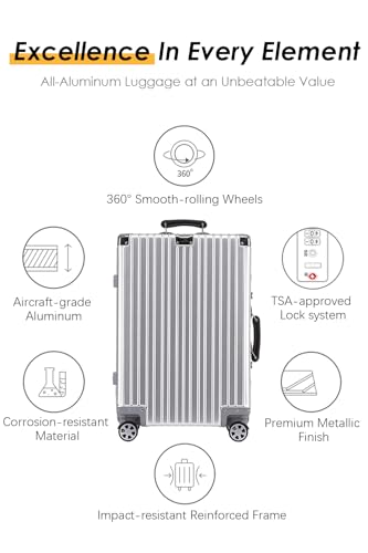 20 Inch All Aluminum Carry On Luggage with Leather Handle (Blue / Carry on 20inch)