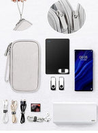 Electronic Organizer Travel Cable Accessories BagPouch Portable Waterproof Storage Bag Electronic Organizer Case for Cable (Light gray)