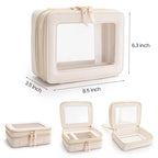 Large Clear Makeup Bags (Off-White / Dual Layer)