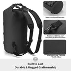 5/10/25/30/40L Waterproof Dry Bag & Phone Case - Large Floating Dry Backpack for Kayaking, Travel, Hiking, Fishing, Camping, Motorcycles & Beach, Heavy-Duty Roll Top Men/Women (Black) (25L+ Black / 40L)